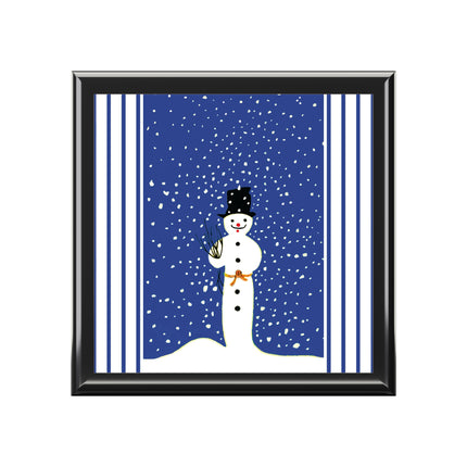 Snowman in Falling Snow Jewelry Box