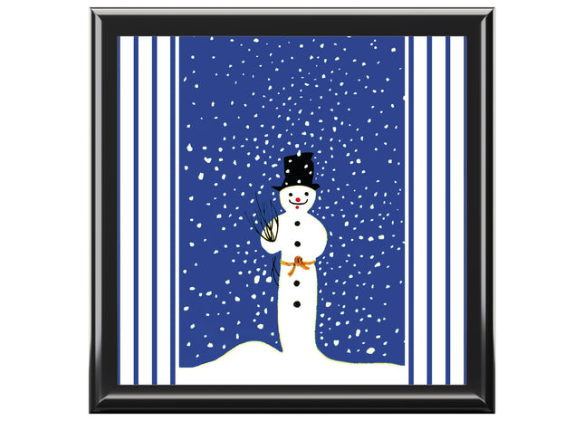 Snowman in Falling Snow Jewelry Box