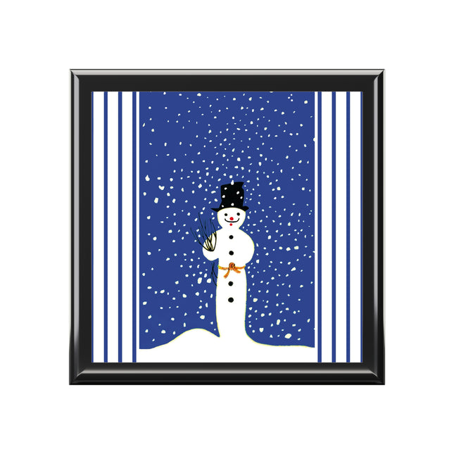 Snowman in Falling Snow Jewelry Box