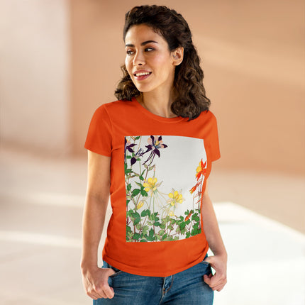 Aquilegia Flowers by Tanigami Kônan Women's Midweight Cotton Tee