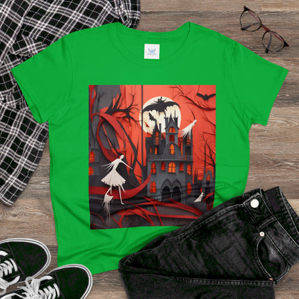 Halloween Night Scene Women's Midweight Cotton Tee