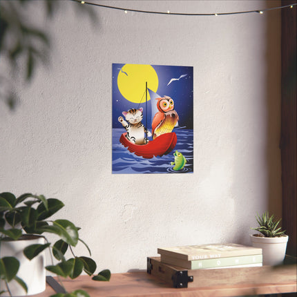 Embarking on a Moonlit Journey Premium Matte Vertical Posters