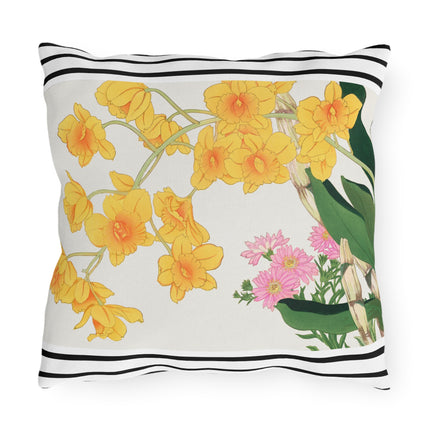 Golden Bow Orchid by Tanigami Kônan Outdoor Pillows