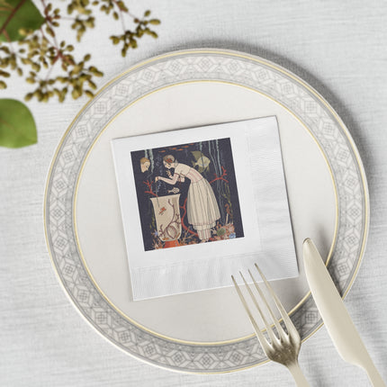 The Dazzling Little Fish by George Barbier White Coined Napkins