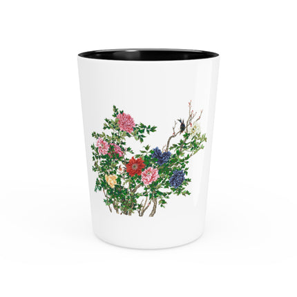 Peonies and Birds by Okamoto Shuki Ceramic Shot Glass
