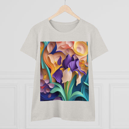 The Elegant Iris Flower Women's Midweight Cotton Tee