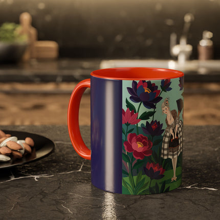 The Lady Of The Lotus Garden Colorful Mugs – Art Deco Botanical Elegance