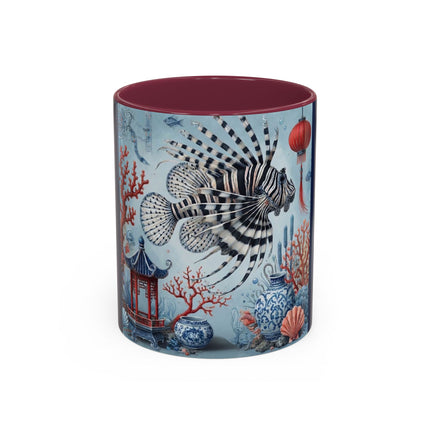 Lionfish & Lantern Colorful Mug – Mystical Ocean & Asian Harmony