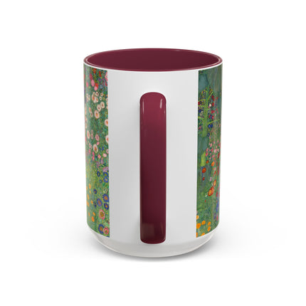 Farm Garden with Sunflowers by Gustav Klimt Colorful Mugs (11oz, 15oz)