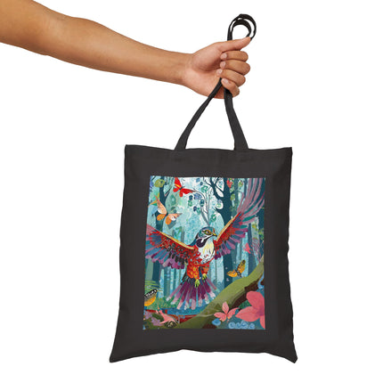 A Colorful Raptor Cotton Canvas Tote Bag