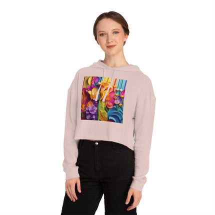The Graceful Freesia Women’s Cropped Hooded Sweatshirt
