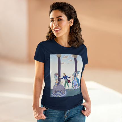 🎭🌸 The Garden Masquerade Cotton Tee – Art Deco Fashion Illustration