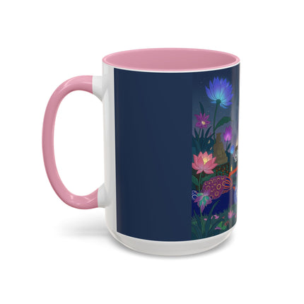 Moonlit Incense Ceremony Colorful Mugs – Art Deco Meditation Garden