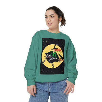 A Witch’s Moonlit Flight Unisex Garment-Dyed Sweatshirt