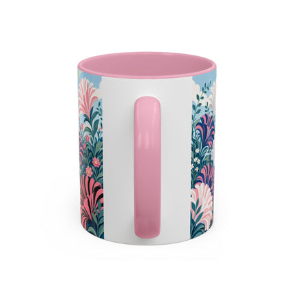 🌸🦋 The Enchanted Pink Blossom Retreat Colorful Mug – Art Deco Floral Whimsy