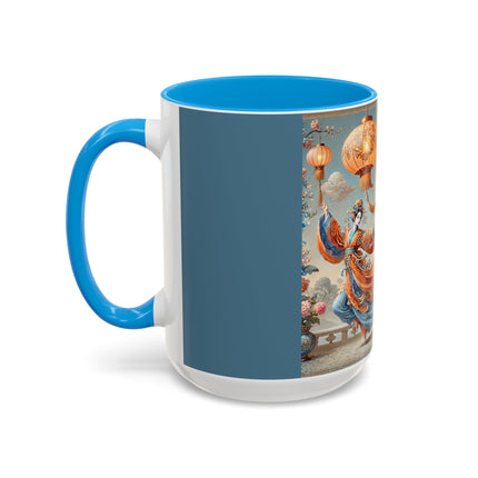 Golden Dragon & Lantern Lady Colorful Mug – Imperial Dragon & Elegant Harmony