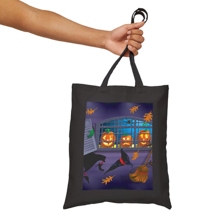 Whimsical Halloween Mischief Cotton Canvas Tote Bag