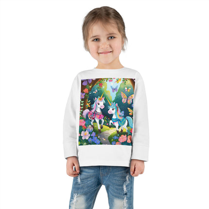 Baby Unicorns and Fluttering Butterflies Toddler Long Sleeve Tee