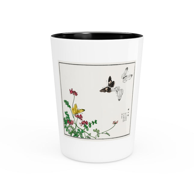 Butterflies and flower illustration by Morimoto Toko Ceramic Shot Glass