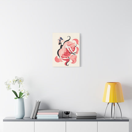 🌹🖤 The Lady Of The Blushing Rose Matte Canvas – Art Deco Fashion Illustration