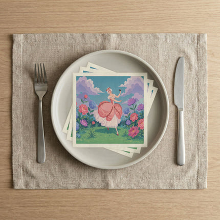 🎭🌸 The Lady Of The Secret Masquerade Napkins – Art Deco Garden Fantasy