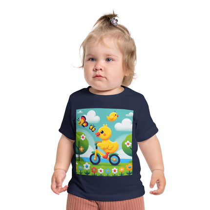 Duckling Riding a Bike Baby T-Shirt – A Joyful Little Ride