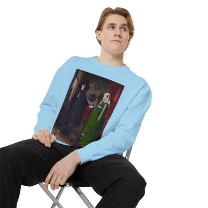 Arnolfini Portrait by Jan Van Eyck Unisex Garment-Dyed Sweatshirt