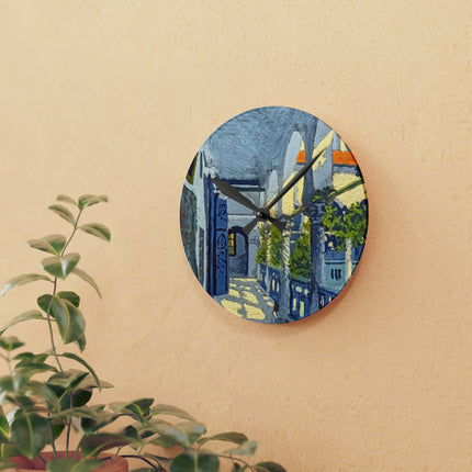 Gallery of a Moroccan Riad Acrylic Wall Clock, Round and Square