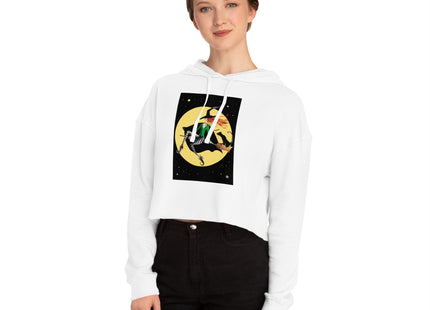 A Witch’s Moonlit Flight Women’s Cropped Hooded Sweatshirt