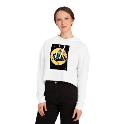 A Witch’s Moonlit Flight Women’s Cropped Hooded Sweatshirt