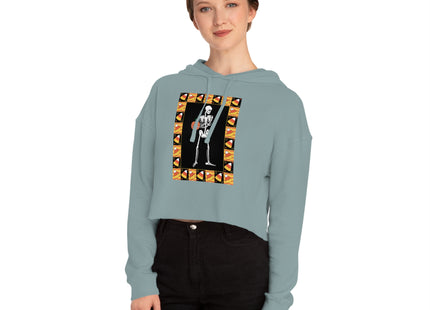 Candy Corn Skeleton Women’s Cropped Hooded Sweatshirt
