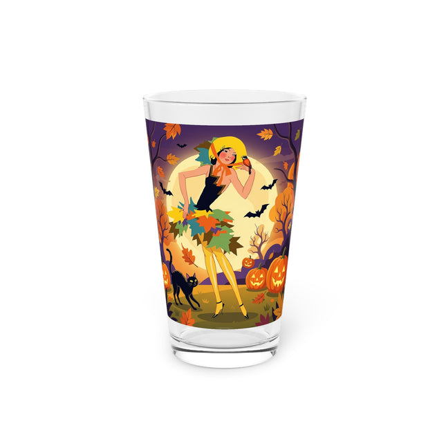 🌕🍂 Autumn Song Beneath The Harvest Moon Glass, 16oz – Whimsical Halloween Charm