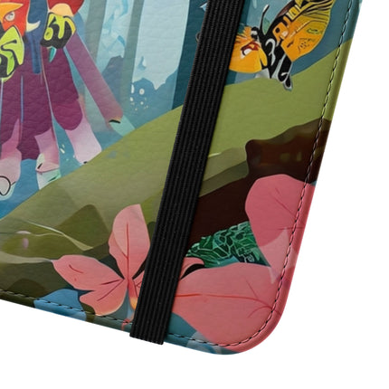 🦖🦋 Colorful Raptor Flip Case – Butterfly Wonder & Forest Adventure