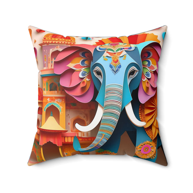 Elephant at an Autumn Spun Polyester Square Pillow
