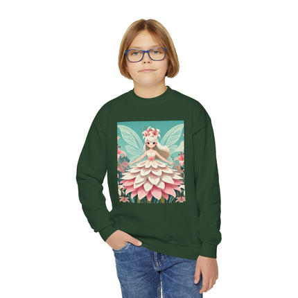 Lily Fairy in Bloom Youth Crewneck Sweatshirt – Grace, Renewal & Gentle Magic