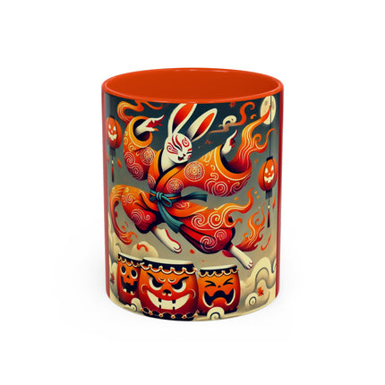 Jack-O’-Lantern Drums & The Kabuki Rabbit Colorful Mugs (11oz, 15oz)