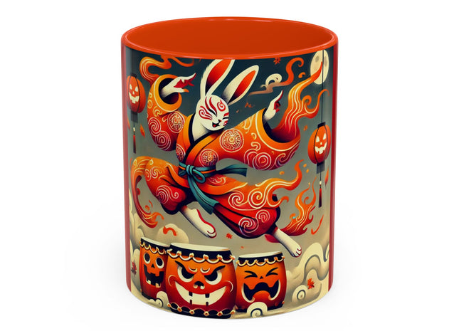 Jack-O’-Lantern Drums & The Kabuki Rabbit Colorful Mugs (11oz, 15oz)