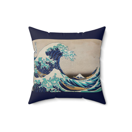 The Great Wave off Kanagawa by Katsushika Hokusai Spun Polyester Square Pillow
