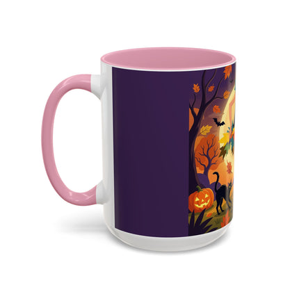 🌕🍂 Autumn Song Beneath The Harvest Moon Colorful Mug – Whimsical Halloween Charm