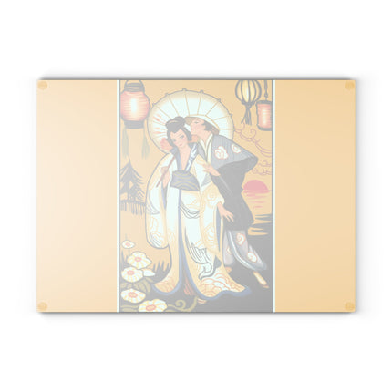 Golden Embrace Glass Cutting Board