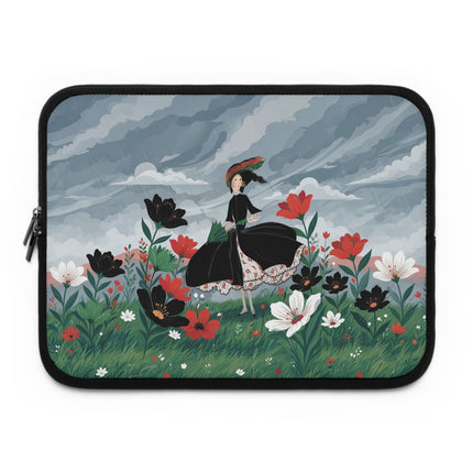 🌧️🌺 The Lady Of The Storm Garden Laptop Sleeve – Art Deco Floral Drama