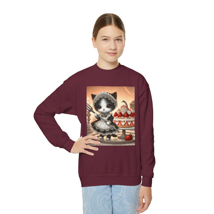 Patisserie Kitten Youth Crewneck Sweatshirt – Sweet Charm, Cozy Comfort & Storybook Delight