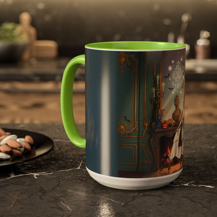 🕯️🎃 The Moonlit Manor Drawing Room Colorful Mug – Elegant Halloween Charm