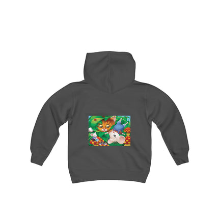 Whimsical Adventure Youth Hooded Sweatshirt – A Playful Journey Through Nature