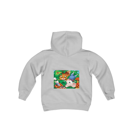 Whimsical Adventure Youth Hooded Sweatshirt – A Playful Journey Through Nature