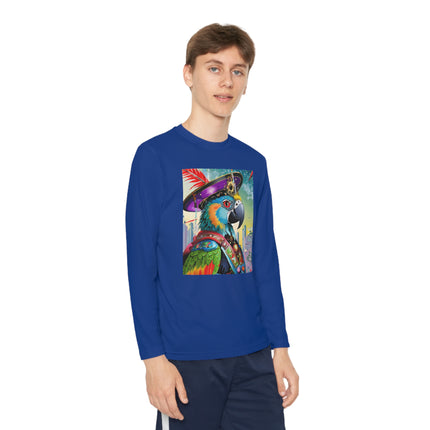 Tech Plumes Youth Long Sleeve Competitor Tee – Neon Wings & Cyberpunk Adventure