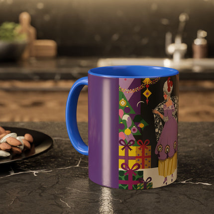 🎁✨ The Lavender Christmas Masquerade Colorful Mug – Art Deco Holiday Fantasy