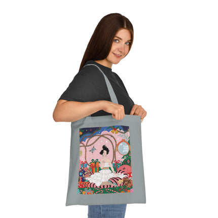 🎄🌹 Christmas Morning In The Rose Parlor Cotton Tote Bag – Art Deco Holiday Romance