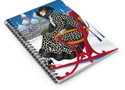 Elegant Winter Woman in Sleigh Spiral Notebook - Ruled Line