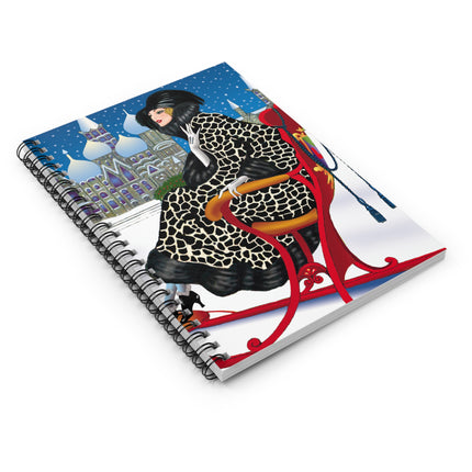 Elegant Winter Woman in Sleigh Spiral Notebook - Ruled Line
